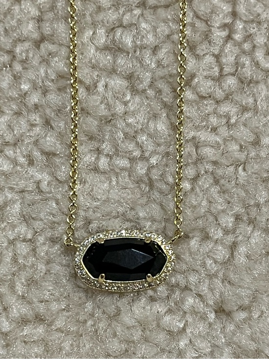Kendra Scott Jewelry - Kendra Scott Elisa Black Drusy Pave Pendant Necklace Gold Tone